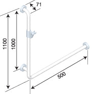BEC-26 Angled Shower Grab Rail with EasySlide™,CleanSeal™ Flange & Handle