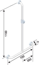 BEC-28 Angled Shower Grab Rail Centered Vertical Angled with EasySlide™, CleanSeal™ Flange & Handle