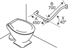 Type 102 - 32mm 40 Deg WC Stainless Steel Grab Rail - Left Hand