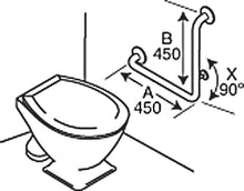 Type 106 - 32mm 90 Deg WC Stainless Steel Grab Rail - Left Hand