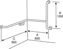 Type 251 - 32mm Stainless Steel Shower Grab Rail - Left Hand