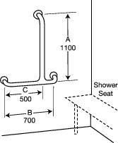 Type 258/M3MF & 259/M3MF - 32mm Stainless Steel Shower Grab Rail Concealed Fixing incl. M3 MF Hand Shower Kit & 391 Hand Shower Bracket