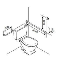 Type 13490 - 32mm 90 Deg Combination L/H Back to Wall Fixing WC Stainless Steel Grab Rail Set - Left Hand