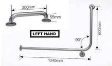 Type 13490 - 32mm 90 Deg Combination L/H Back to Wall Fixing WC Stainless Steel Grab Rail Set - Left Hand