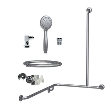 Type 256 & 257 - 32mm Stainless Steel Shower Grab Rail Concealed Fixing incl. M1 MF Hand Shower Kit & 391 Hand Shower Bracket