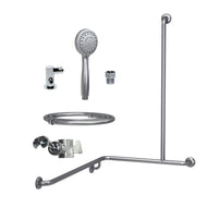 Type 256 & 257 - 32mm Stainless Steel Shower Grab Rail Concealed Fixing incl. M1 MF Hand Shower Kit & 391 Hand Shower Bracket