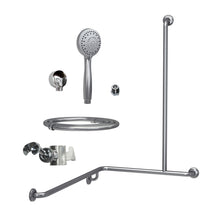 Type 256 & 257 - 32mm Stainless Steel Shower Grab Rail Concealed Fixing incl. M3 MF Hand Shower Kit & 391 Hand Shower Bracket