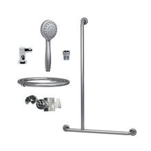 Type 259/M1MF & 258/M1MF - 32mm Stainless Steel Shower Grab Rail Concealed Fixing incl. M1 MF Hand Shower Kit & 391 Hand Shower Bracket