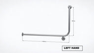 Type 8490 - 32mm 90 Deg  L/H Back to Wall Fixing WC Stainless Steel Grab Rail  -  Left Hand