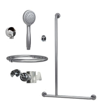 Type 259/M3MF & 258/M3MF - 32mm Stainless Steel Shower Grab Rail Concealed Fixing incl. M3 MF Hand Shower Kit & 391 Hand Shower Bracket