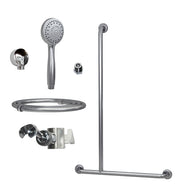 Type 258/M3MF & 259/M3MF - 32mm Stainless Steel Shower Grab Rail Concealed Fixing incl. M3 MF Hand Shower Kit & 391 Hand Shower Bracket