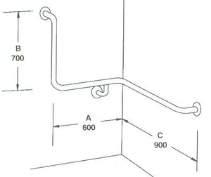 Type 248 - 32mm Stainless Steel Shower Grab Rail - Left Hand