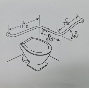 Type 100 - 32mm WC Stainless Steel Grab Rail - Left Hand