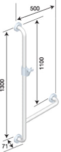 BEC-27 Angled Shower Grab Rail with EasySlide™,CleanSeal™ Flange & Handle