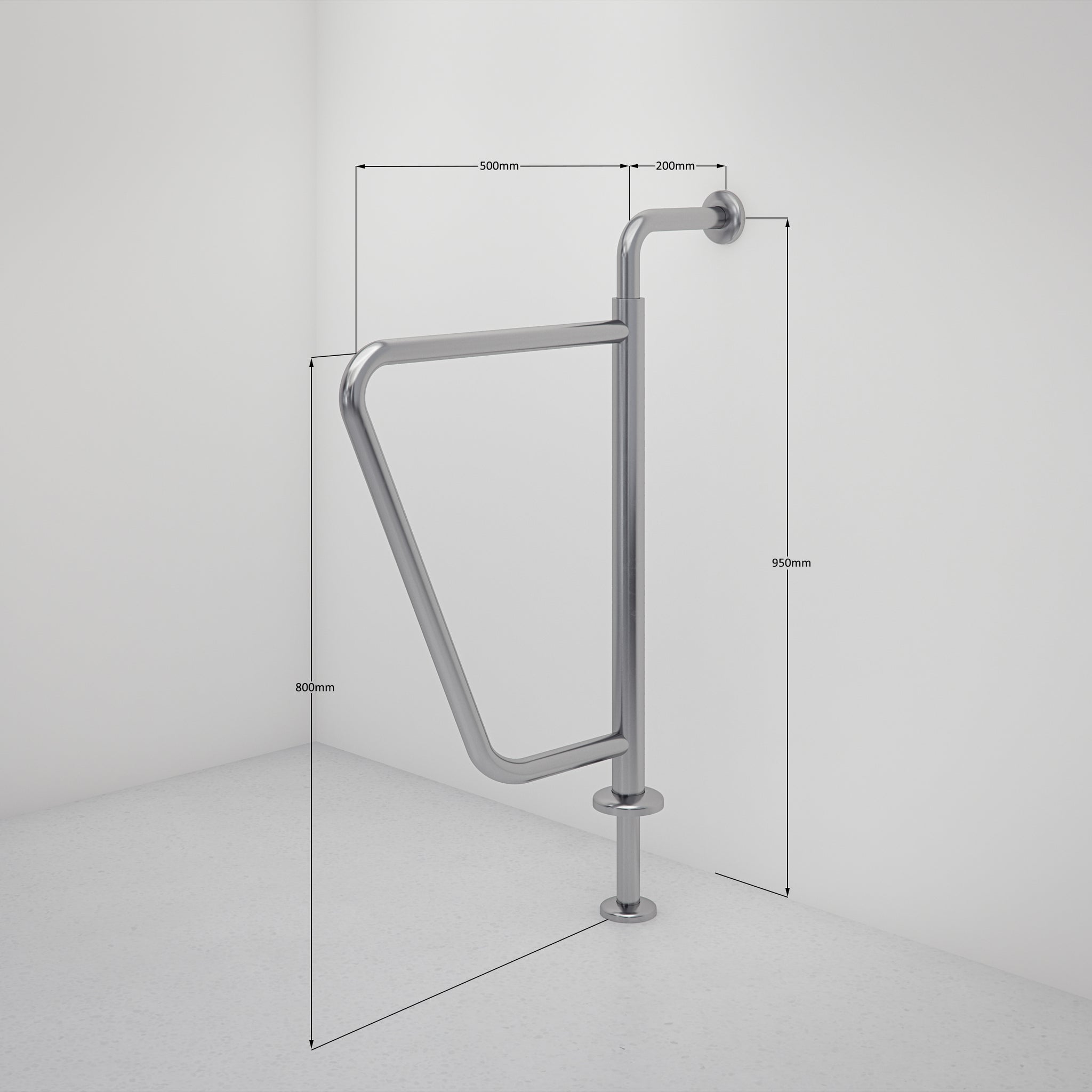 Wc Area Railing Type 124 - 32mm WC Swing Away Rail Wall & Floor Mounted Stainless Stee ...