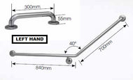 Type 132 - 32mm 40 Deg  Combination WC Stainless Steel Grab Rail Set - Left Hand
