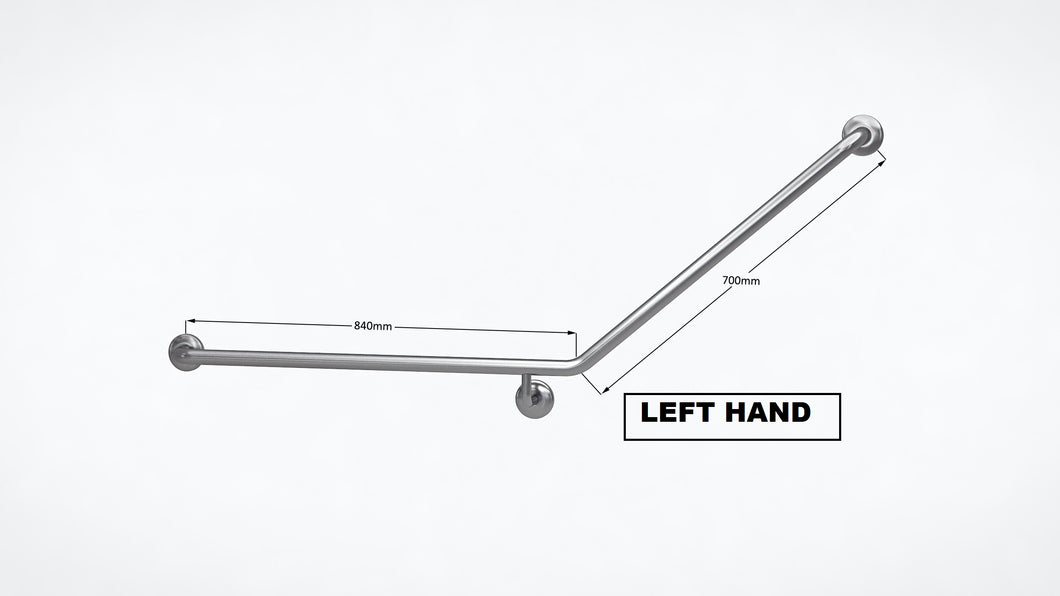 Type 82 - 32mm 40 Deg WC Stainless Steel Grab Rail - Left Hand