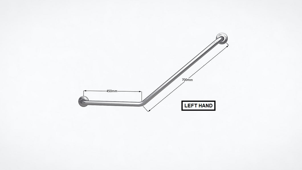 Type 108 - 32mm 40 Deg WC Stainless Steel Grab Rail - Left Hand