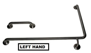 Type 136 - 32mm 90 Deg Combination WC Stainless Steel Grab Rail Set - Left Hand