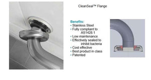 BEC-26 Angled Shower Grab Rail with EasySlide™,CleanSeal™ Flange & Handle
