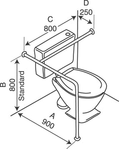 Type 117 - 32mm WC Stainless Steel Grab Rail - Left Hand