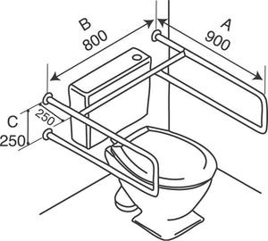 Type 121 - 32mm WC Stainless Steel Grab Rail