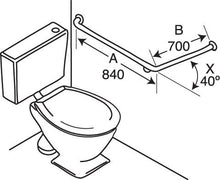 Type 82BR - 32mm 40 Deg WC Stainless Steel Bariatric Grab Rail Clean Seal - Left Hand