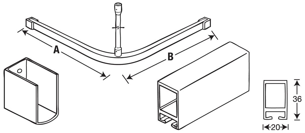 Heavy Duty L-Shaped Shower Curtain Track  - 1200x1200