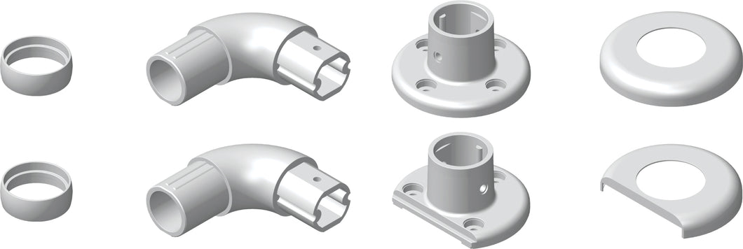 HA13 - 32mm x 90 Deg Standard and Corner Elbows, Flange & Cover - Pair