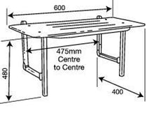 Type 520 - Shower Seat White Acrylic with Drain Slots, Stainless Steel Frame - 600mm