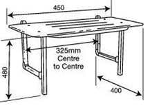 Type 518 - Shower Seat White Acrylic with Drain Slots, Stainless Steel Frame - 450mm